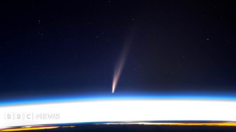 Comet seen in space from the International Space Station