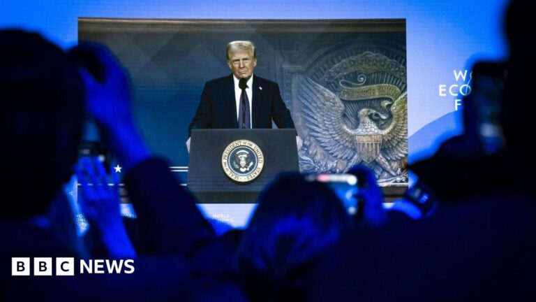 President Trump addresses World Economic Forum in Davos via videostream.