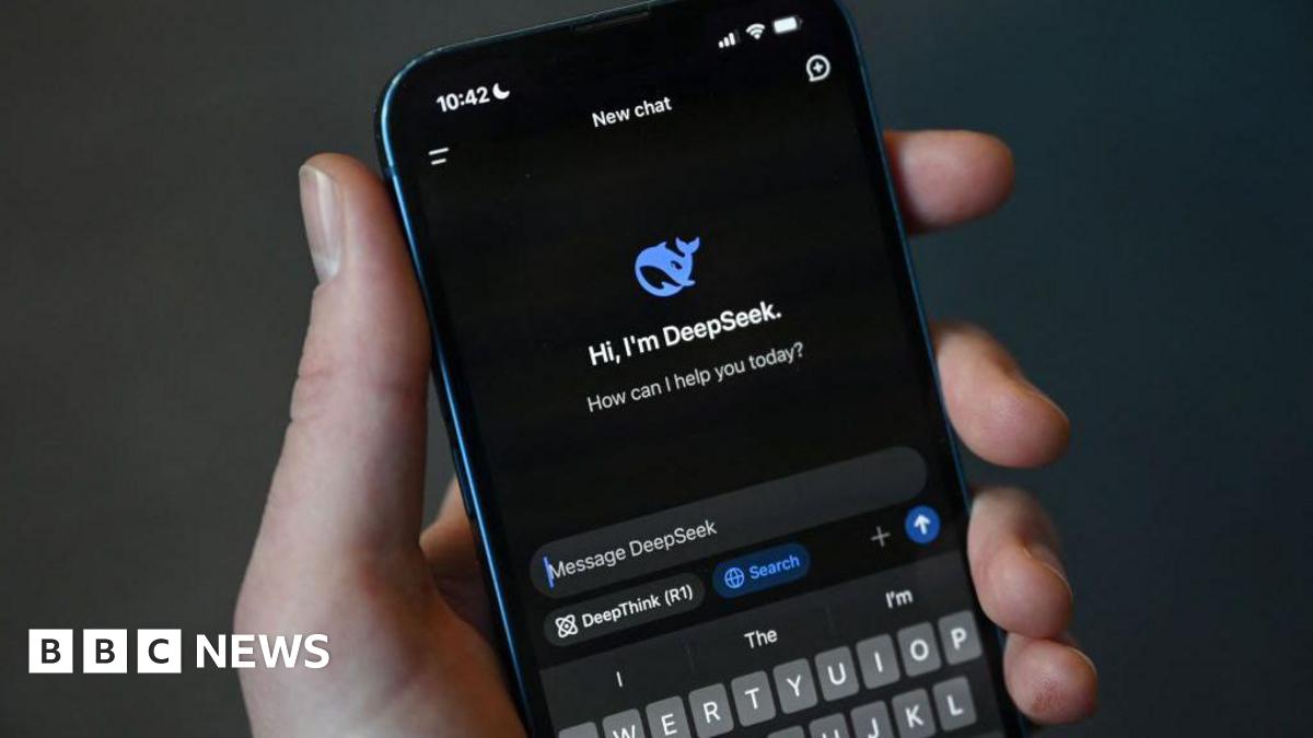 This photo illustration shows the DeepSeek app on a mobile phone