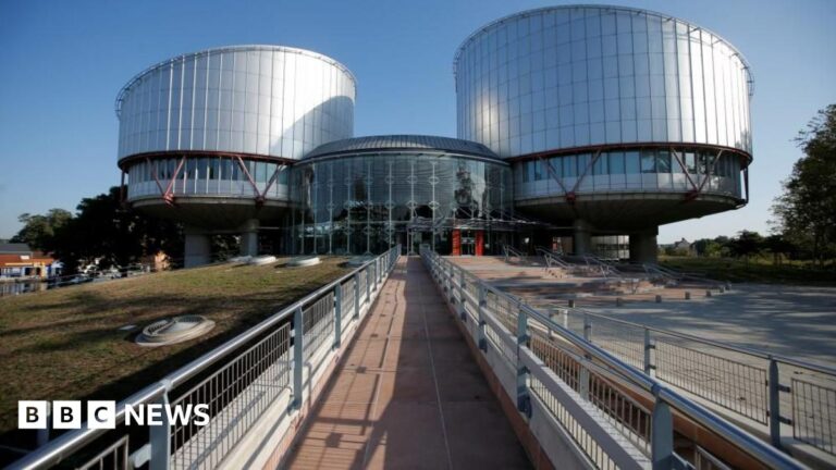The building of the European Court of Human Rights which has two distinctive circular towers built on it
