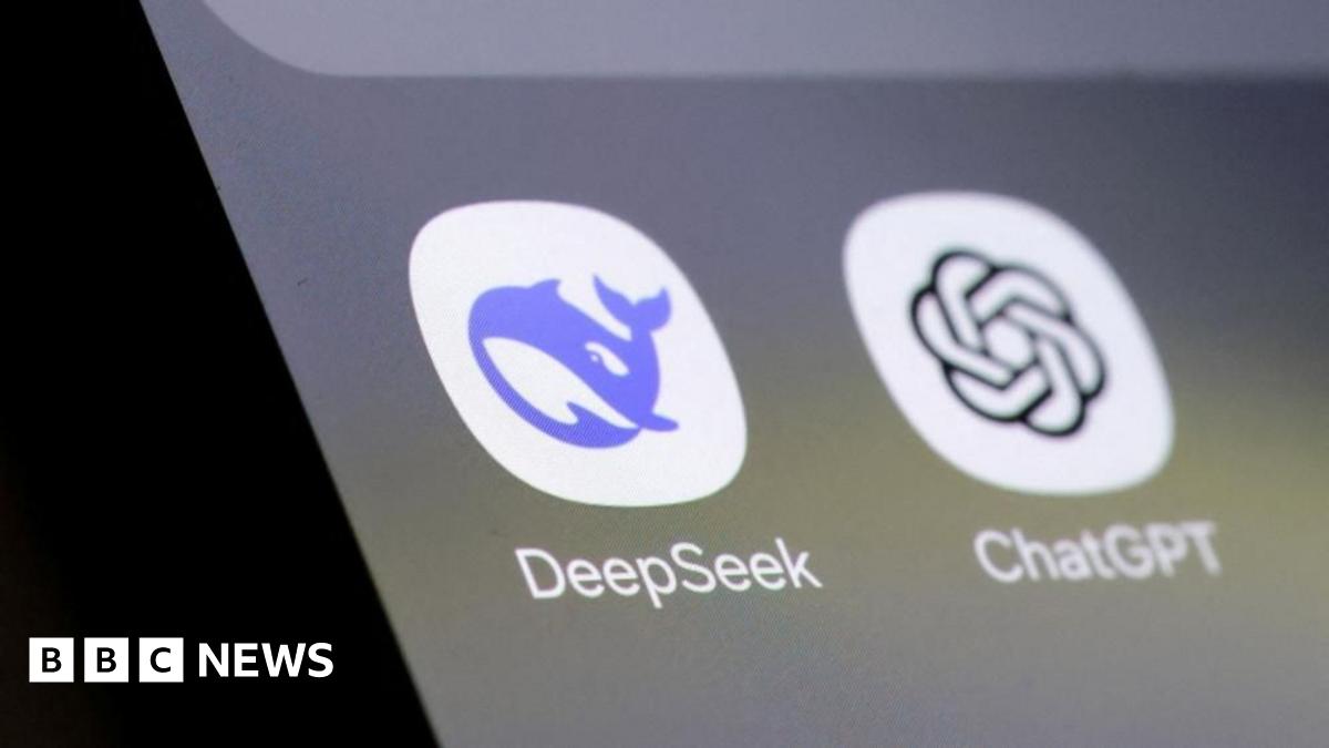 Deepseek and ChatGPT app icons are seen in this illustration