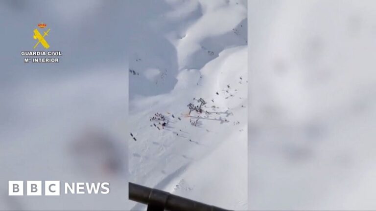 Aerial picture of collapsed ski lift