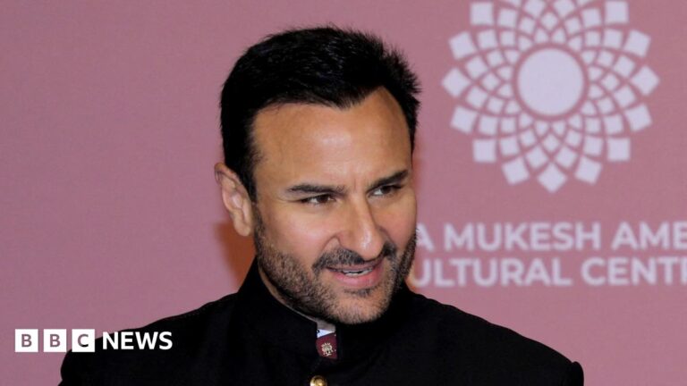 Bollywood actor Saif Ali Khan wearing a black jacket and a white shirt poses on the red carpet during the second day of the opening of Nita Mukesh Ambani Cultural Centre (NMACC) at Jio World Centre, in Mumbai, India, April 1, 2023.