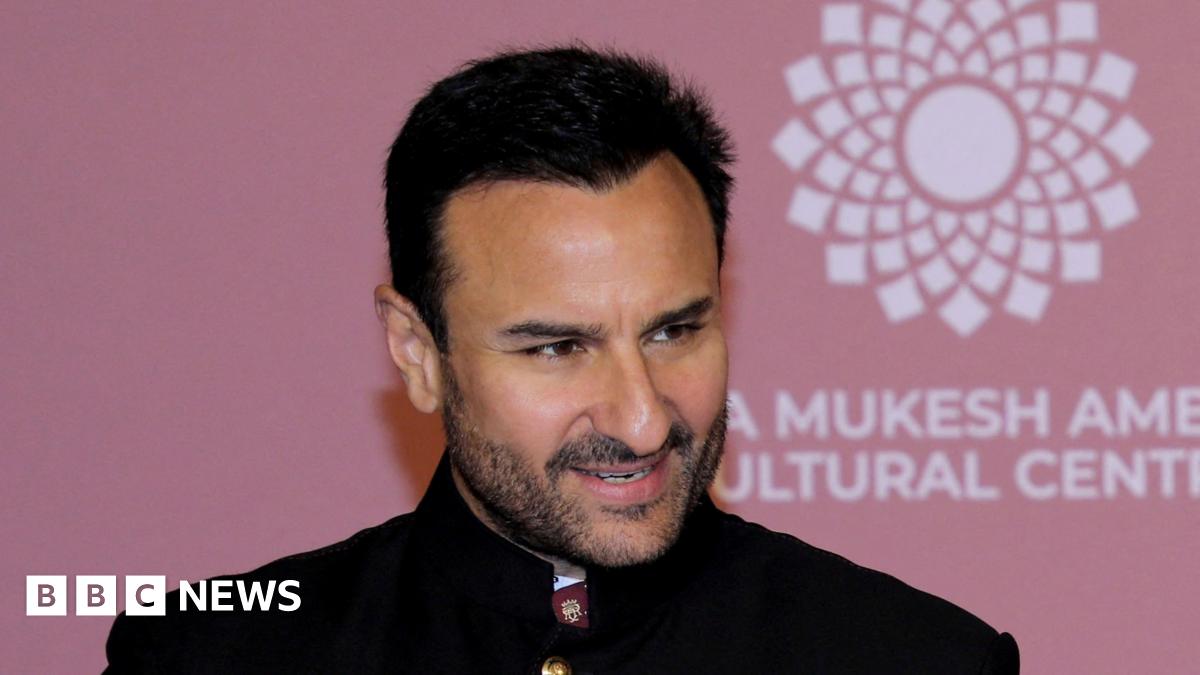 Bollywood actor Saif Ali Khan wearing a black jacket and a white shirt poses on the red carpet during the second day of the opening of Nita Mukesh Ambani Cultural Centre (NMACC) at Jio World Centre, in Mumbai, India, April 1, 2023.