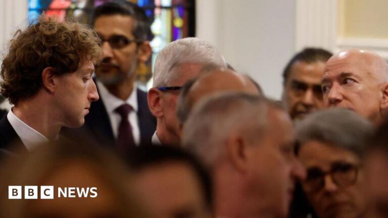 Meta CEO Mark Zuckerberg and Amazon CEO Jeff Bezos at Trump