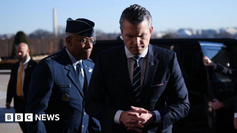 Pete Hegseth arriving at the Pentagon.