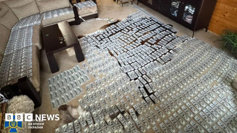 Hundreds of dollar banknotes lying on a living room floor