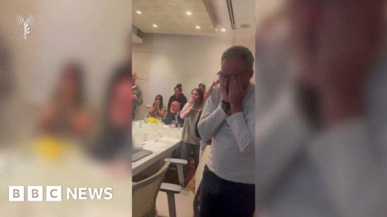 Eitan Gonen, father of Romi Gonen, with hands on his face