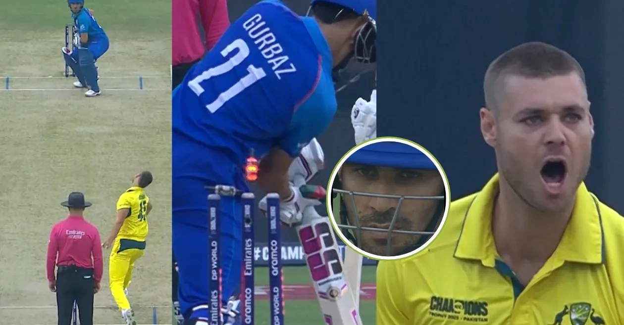 Afg vs Aus (watch): Spencer barter Yorker Yorker Yorker Submit rahmanullahz Bucing for duck | Champion Cup 2025