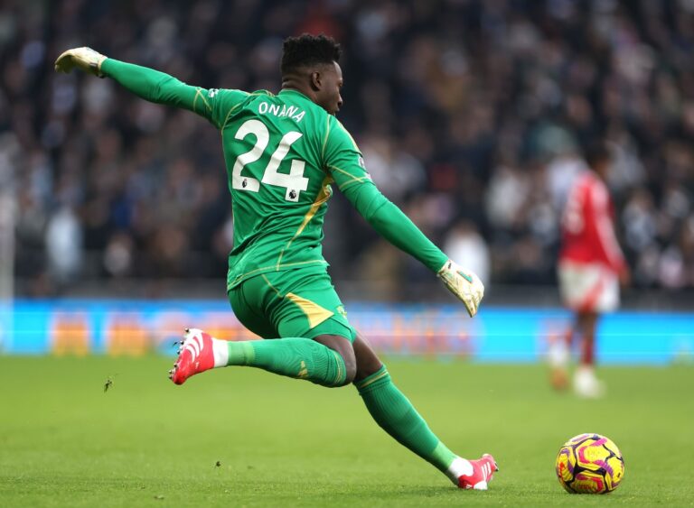 Andre Onana on the ball for Manchester United