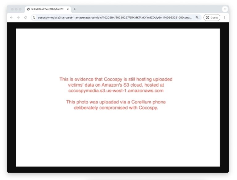 A browser screen screens indicates the image in on ... who's reading: "This is the evidence that cockky is still host for victim's data uploads in the cloud Amazon Amazon Amazon safe, the ternum diochimpiis.azonaws is intentionally dissolving Chocellils phone."