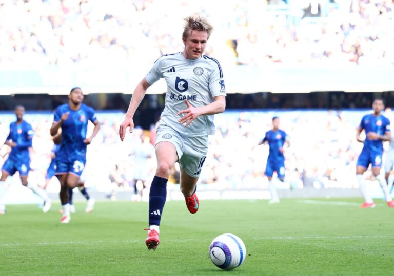 VICTOR KRAKIANSEN in action for Leicester vs Chelsea