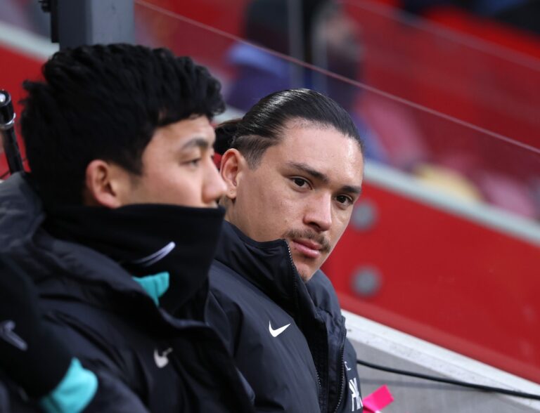 Darwin Nunez on Liverpool Bench