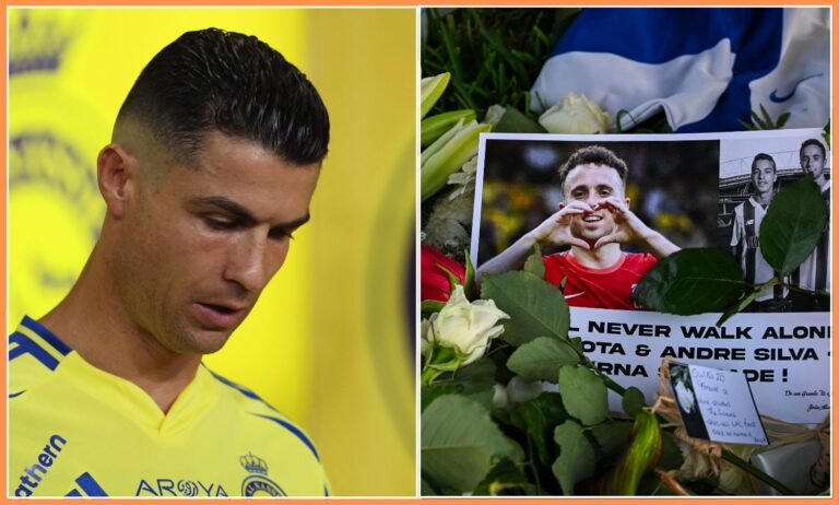Cristiano Ronaldo, plus flowers and a drawing drawing to Diogo Jots