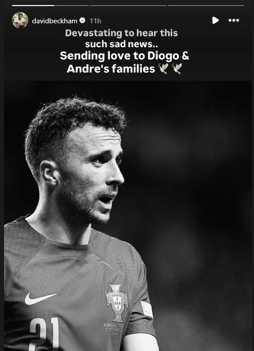 David Beckham's writing for Diogo Jozo.