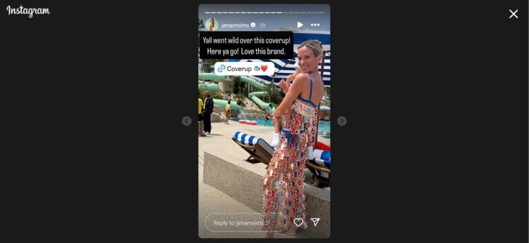 Jena Sims indicates their dress (drawing: Instagram @JenAMSIMS)
