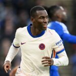 Nicolas Jackson celebrates the goals for Chelsea