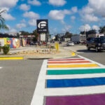 Cross_walk gathered the rainbows raised overnight raised at the Orlando, Florida

