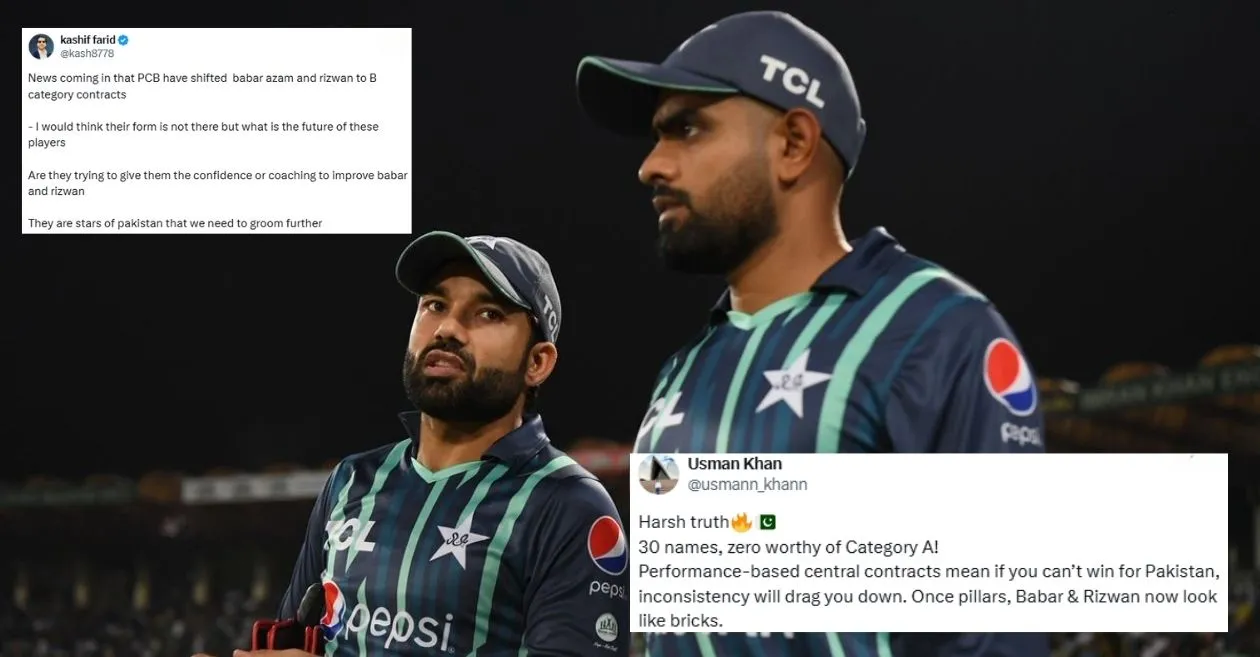 Fans show after PCB semotes Babur Azam and Mohammad Rizwan in central control for 2025-26