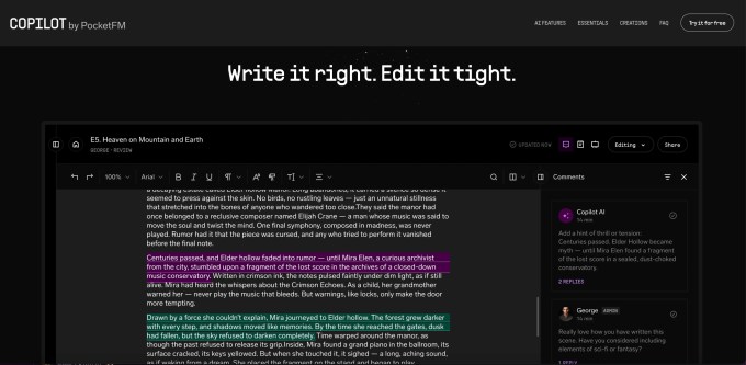 Pocket FM gives the author of AI tool to change narrative, write cliffangers, and more