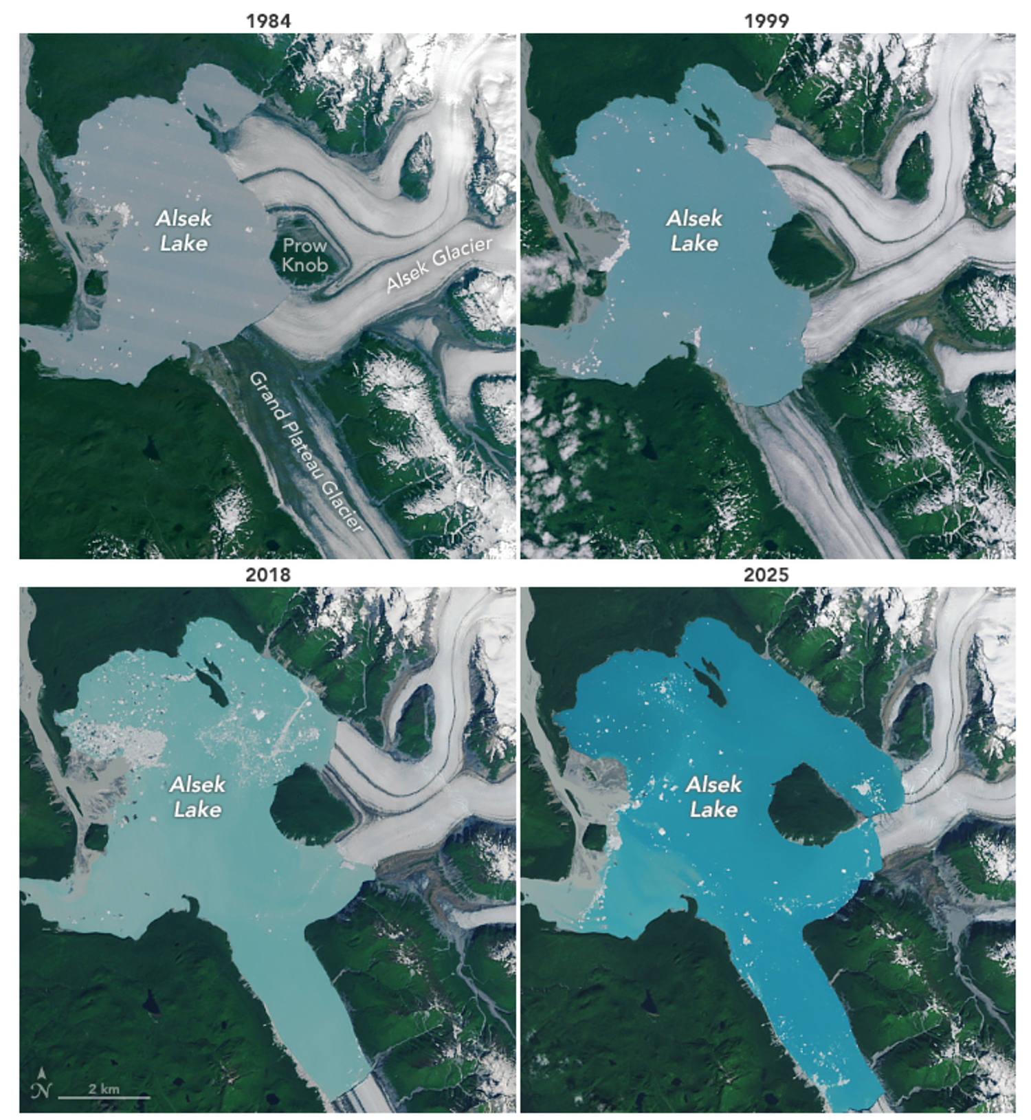 Leap Glacier Create new islands in Alaska, satellite images