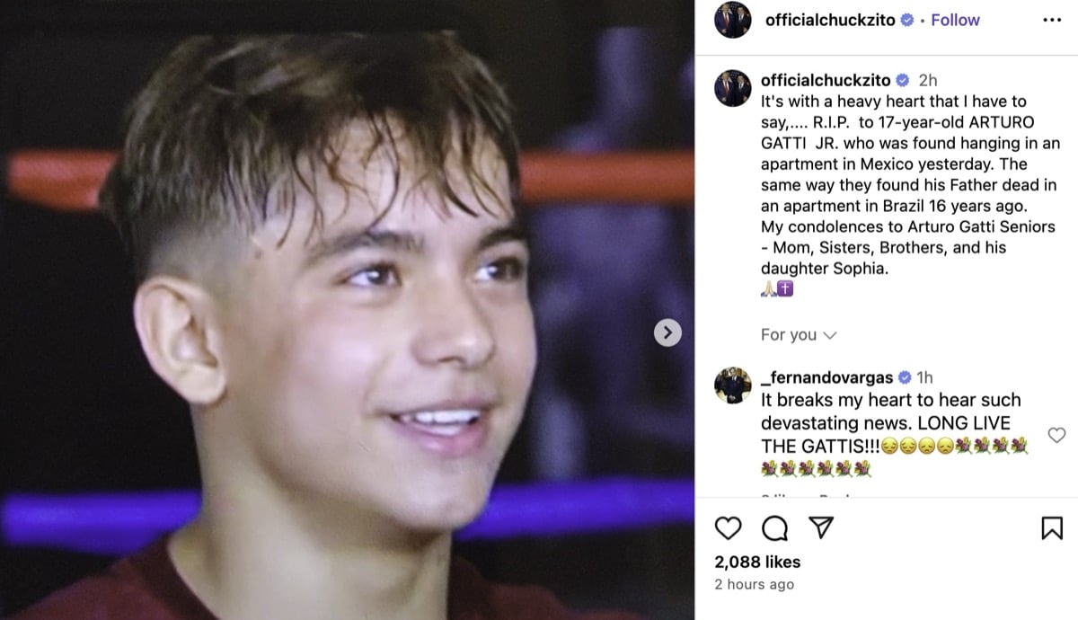 File: Arturo Gatti Jr. In 17 - tragedy helping the Gatti family