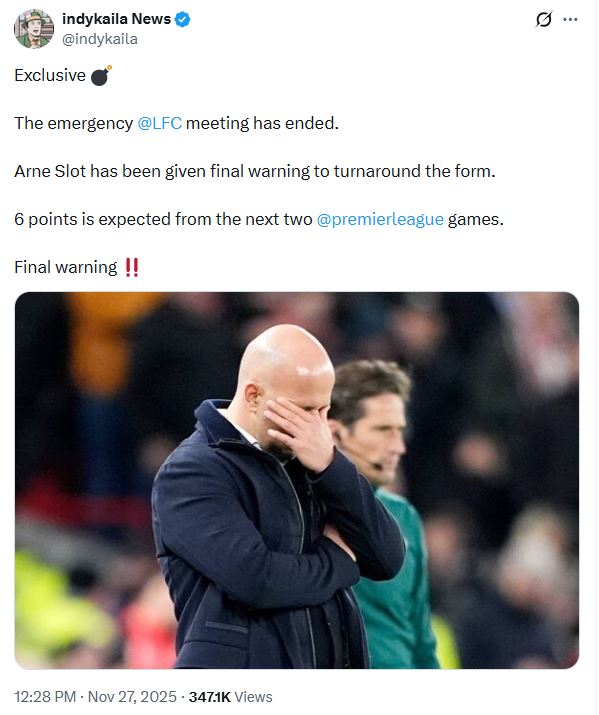 Arne Slot Given Two Game Warning After Liverpool Meeting