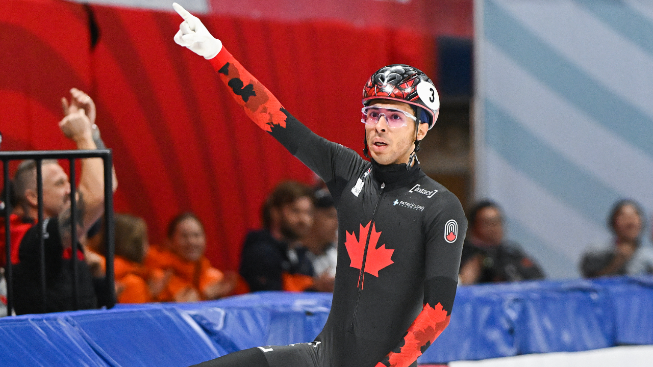 Canadian speed skater Sarolt captured gold at the Dundee World Tour