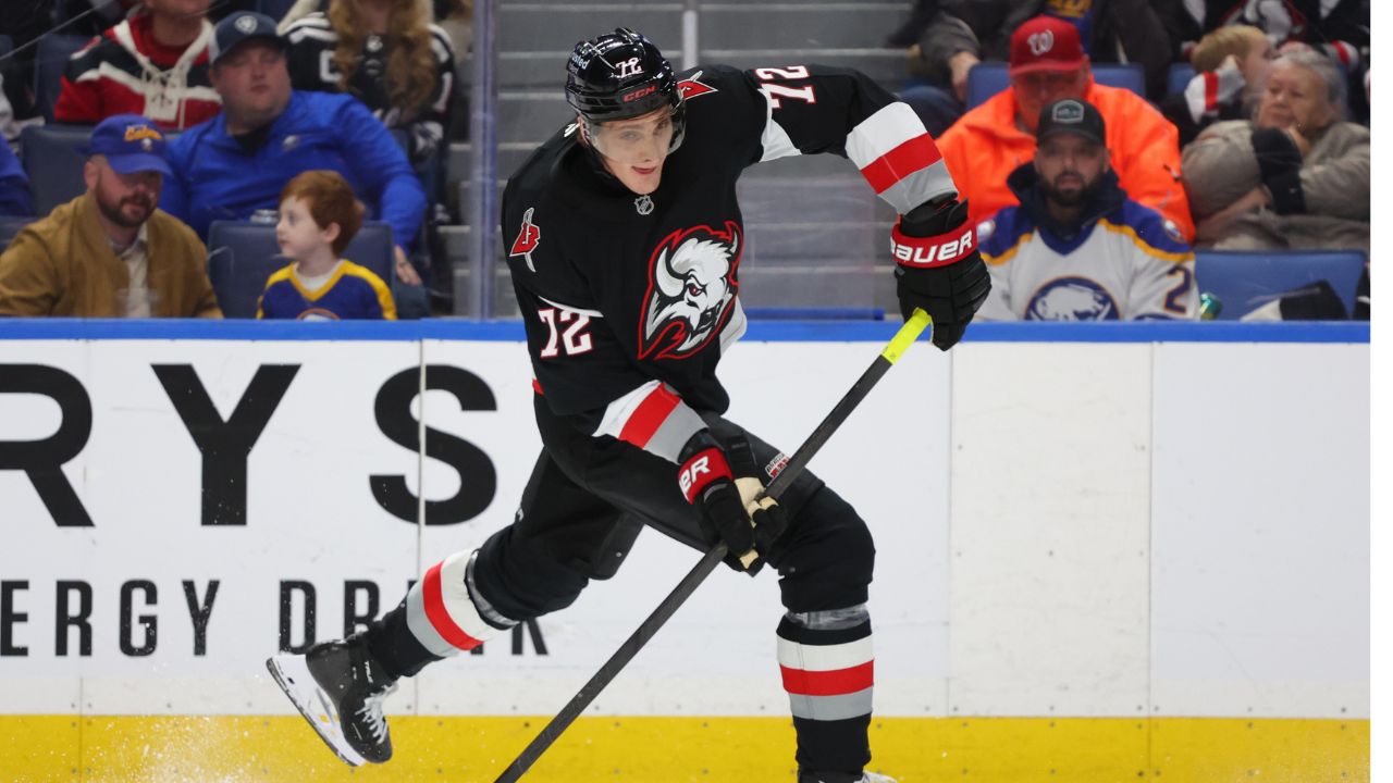 Sabers' Tage Thompson settles old score by battling Devils' Noesen