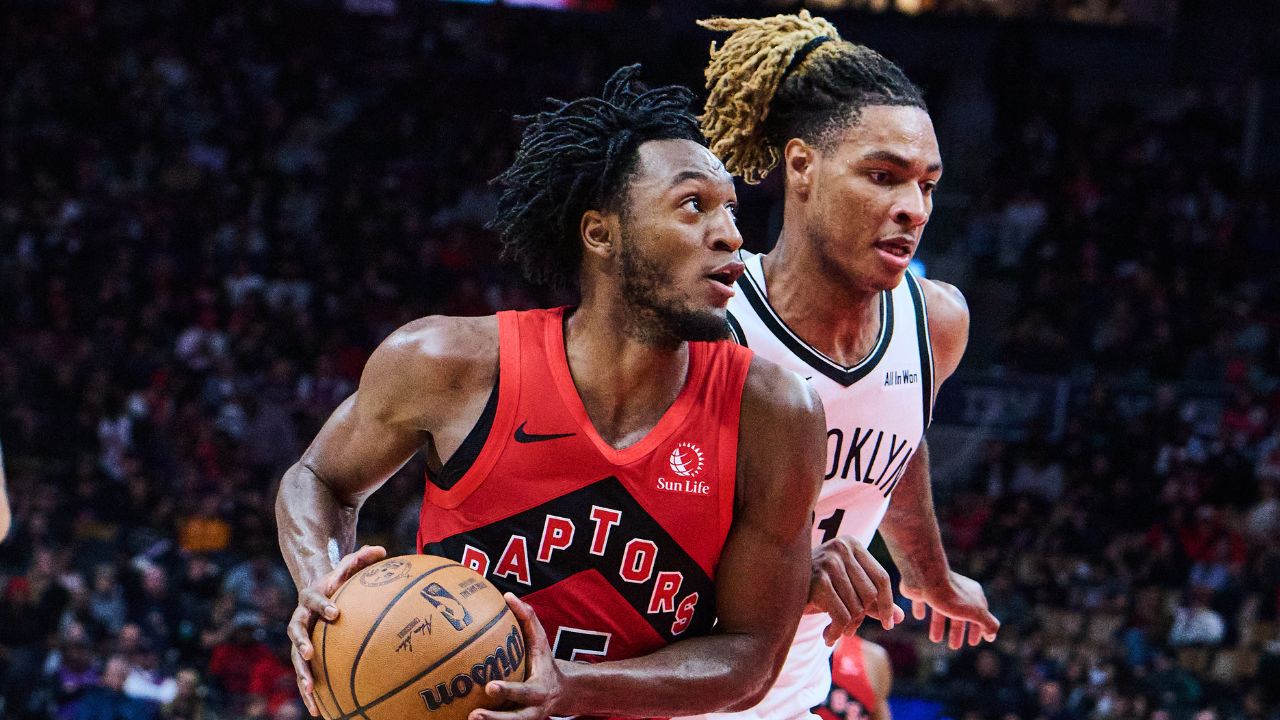 The short-handed Raptors would make a late move to beat the Nets, extending the lead to seven
