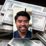 Financial influence in front of a stack of 100 dollar bills